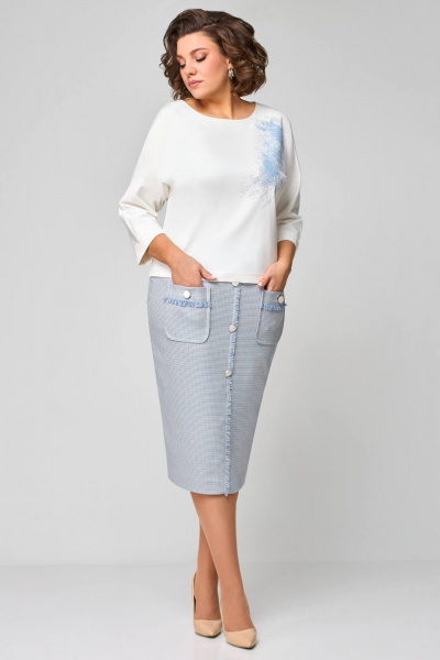 Джемпер, юбка Мишель стиль 1173 молочно-голубой - фото 6