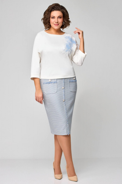 Джемпер, юбка Мишель стиль 1173 молочно-голубой - фото 5