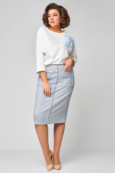 Джемпер, юбка Мишель стиль 1173 молочно-голубой - фото 2