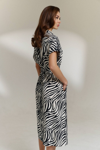 Платье с поясом-завязкой и карманами на боковых швах DILIA 0817 мультидизайн - фото 3