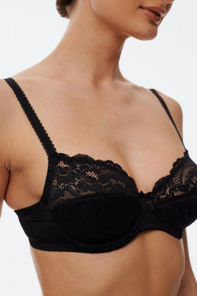 Черный кружевной бюстгальтер с каркасами для повседневности Леди Леда 251-280 - фото 2
