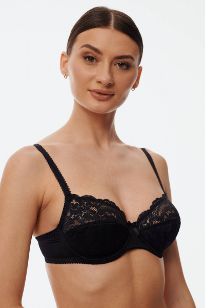 Черный кружевной бюстгальтер с каркасами для повседневности Леди Леда 251-280 - фото 1