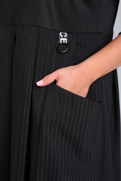 Многофункциональное платье бохо из двух тканей с рельефами Michel chic 2137 черный/полоска - фото 8