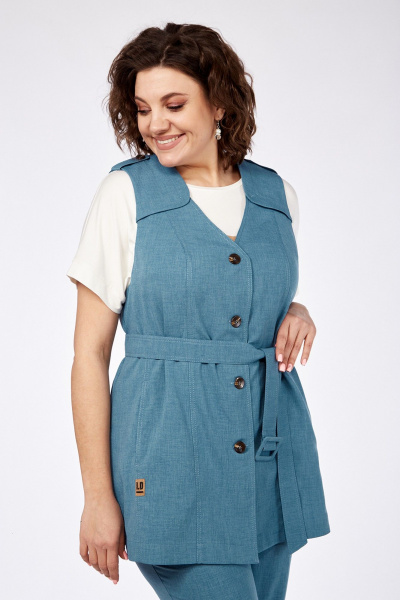 Комплект брюки, жилет и джемпер, на каждый день Jurimex 3068 голубой - фото 4