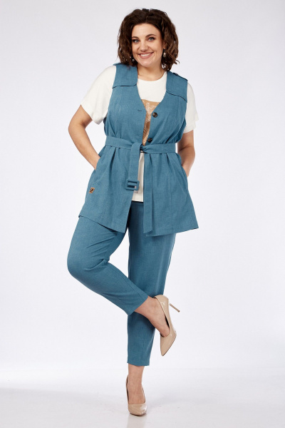 Комплект брюки, жилет и джемпер, на каждый день Jurimex 3068 голубой - фото 3