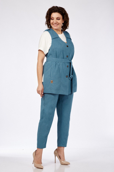 Комплект брюки, жилет и джемпер, на каждый день Jurimex 3068 голубой - фото 2