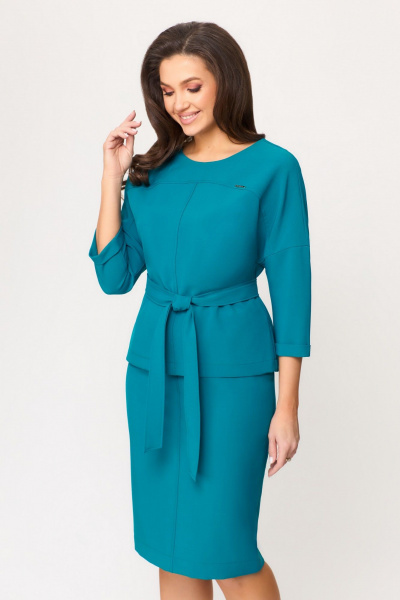 Блуза и юбка из текстиля, легкий повседневный комплект DaLi 3639к бирюза - фото 2