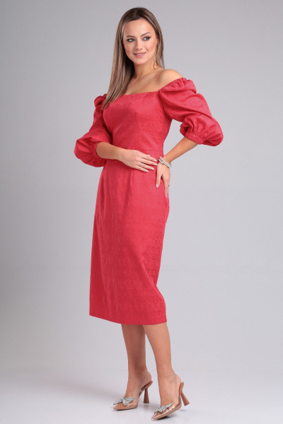 Платье из костюмной ткани с квадратным вырезом и разрезом Angelina & Сompany 946 - фото 8