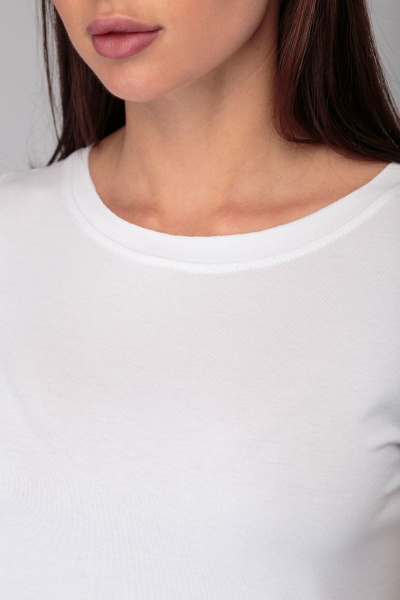 Майка белая базовая из трикотажа с круглым вырезом Anelli 504 белый_однотон - фото 4