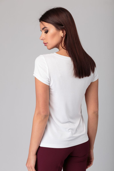 Майка белая базовая из трикотажа с круглым вырезом Anelli 504 белый_однотон - фото 3