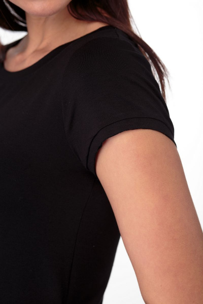 Майка черная база из хлопка с коротким рукавом Anelli 504 черный_однотон - фото 5