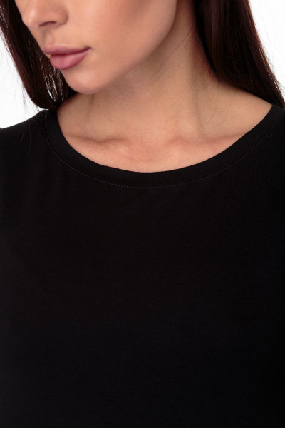 Майка черная база из хлопка с коротким рукавом Anelli 504 черный_однотон - фото 4