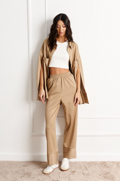 Брюки прямого кроя из текстиля с резинкой пояса ANNETE A1165 - фото 2