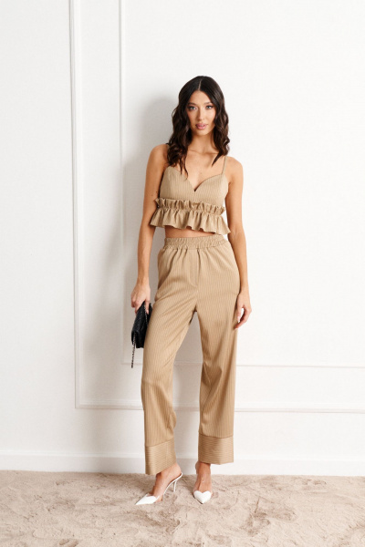 Брюки прямого кроя из текстиля с резинкой пояса ANNETE A1165 - фото 1