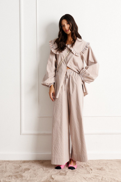 Брюки из текстиля бежевого цвета на каждый день ANNETE A1176 - фото 5