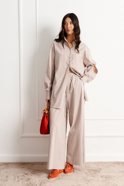 Брюки из текстиля бежевого цвета на каждый день ANNETE A1176 - фото 2