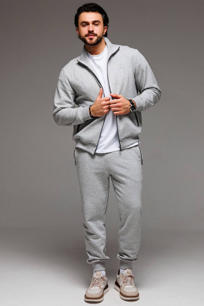 Серые трикотажные брюки палаццо с боковыми карманами GO M3061/50-04 - фото 1