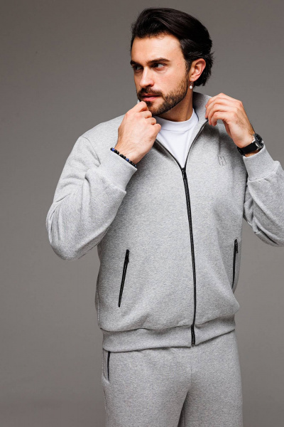 Серые трикотажные брюки палаццо с боковыми карманами GO M3061/50-04 - фото 5