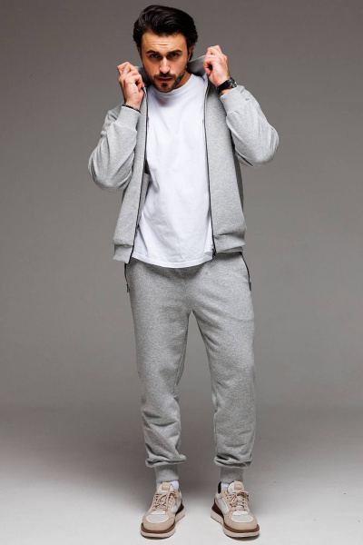 Серые трикотажные брюки палаццо с боковыми карманами GO M3061/50-04 - фото 3