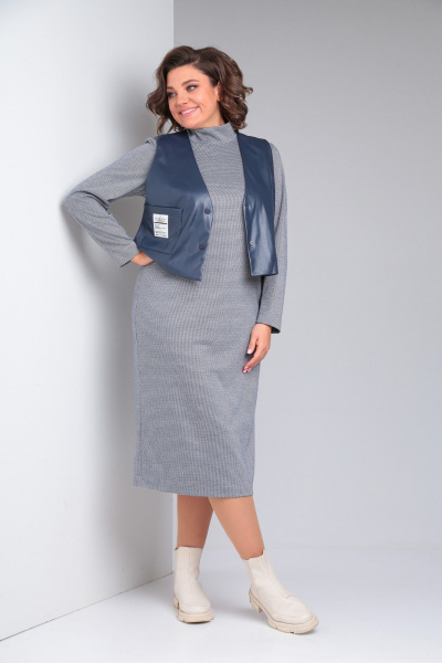 Платье-миди с нагрудными вытачками и воротником стойка Диомант 1912 - фото 2