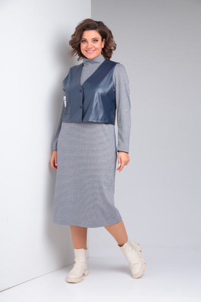 Платье-миди с нагрудными вытачками и воротником стойка Диомант 1912 - фото 1