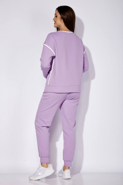 Демисезонный 3-предметный спортивный комплект: жилет, свитшот, брюки TAiER 1257 лаванда - фото 10