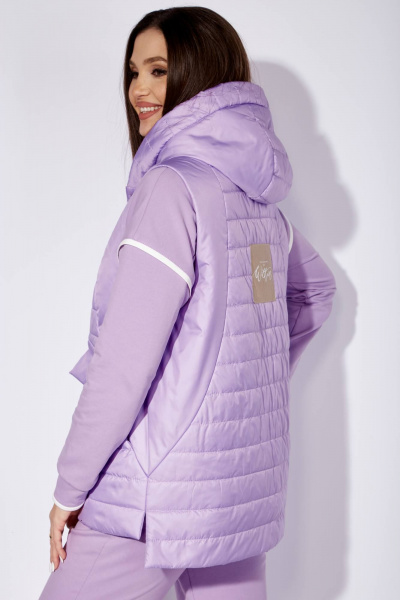 Демисезонный 3-предметный спортивный комплект: жилет, свитшот, брюки TAiER 1257 лаванда - фото 8