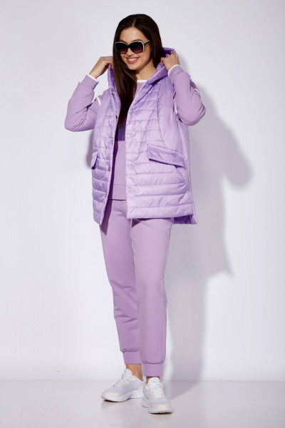 Демисезонный 3-предметный спортивный комплект: жилет, свитшот, брюки TAiER 1257 лаванда - фото 6
