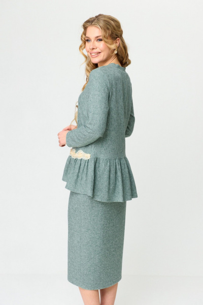 Комплект юбка и джемпер из мягкого трикотажа с кружевом T&N 7491 мята - фото 5