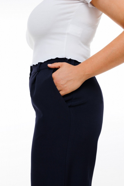 Брючный костюм палаццо из вискозы и текстиля Anelli 1400 синий(дипломат) - фото 3