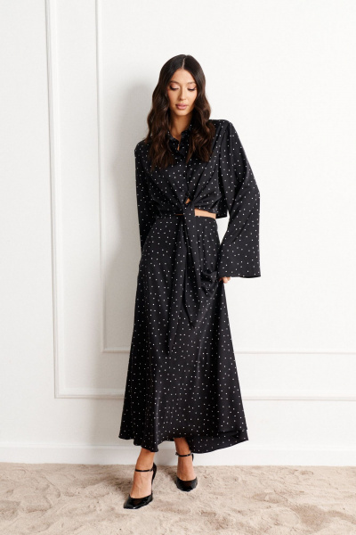 Демисезонный комплект рубашка с юбкой в горошек ANNETE A4183 - фото 2