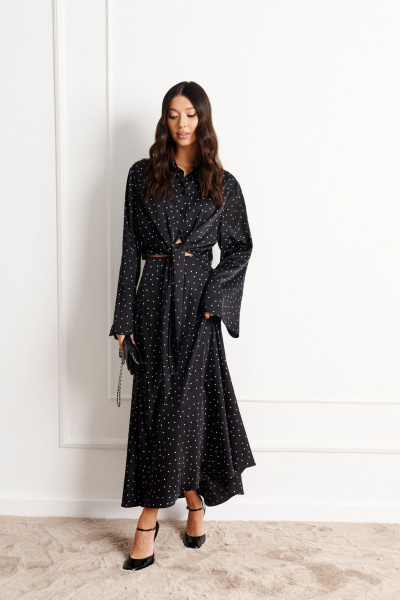 Демисезонный комплект рубашка с юбкой в горошек ANNETE A4183 - фото 1