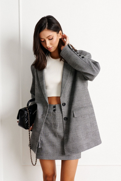 Демисезонный жакет из костюмной ткани с геометричным принтом ANNETE A5252 - фото 2