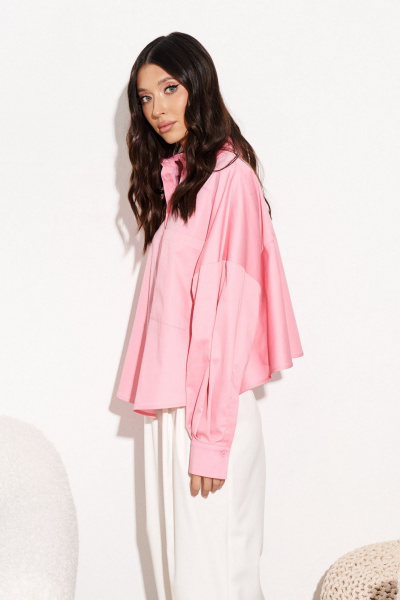 Розовая рубашка из текстиля для повседневной носки ANNETE A854 - фото 4