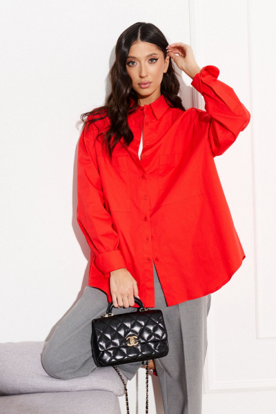 Рубашка прямого кроя из хлопкового текстиля для демисезона ANNETE A824 - фото 6