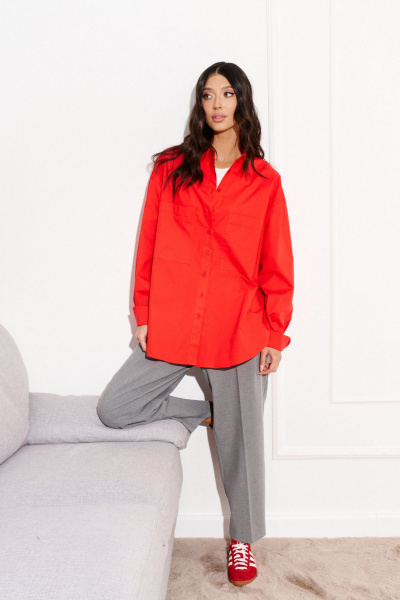 Рубашка прямого кроя из хлопкового текстиля для демисезона ANNETE A824 - фото 5