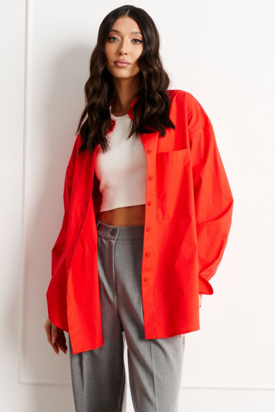 Рубашка прямого кроя из хлопкового текстиля для демисезона ANNETE A824 - фото 1