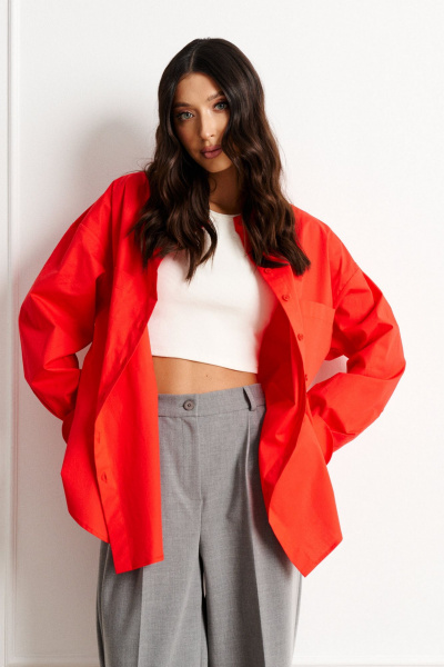 Рубашка прямого кроя из хлопкового текстиля для демисезона ANNETE A824 - фото 2