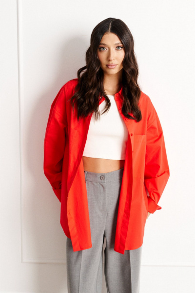 Рубашка прямого кроя из хлопкового текстиля для демисезона ANNETE A824 - фото 3