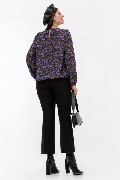Блуза свободного силуэта с рельефами, демисезон La rouge 6274 ирисы-набивной - фото 5