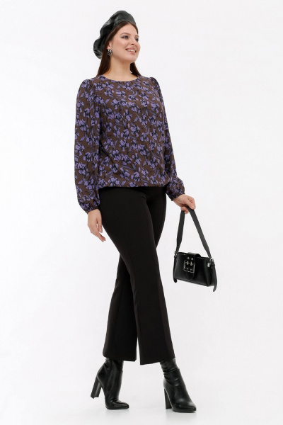 Блуза свободного силуэта с рельефами, демисезон La rouge 6274 ирисы-набивной - фото 4