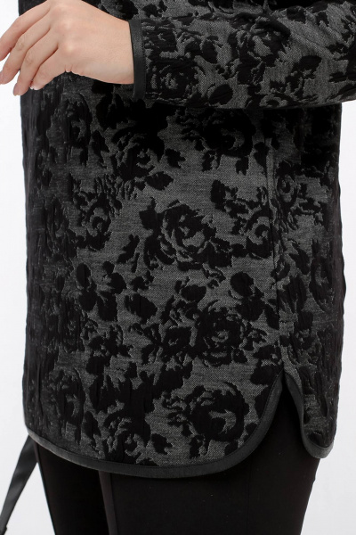 Джемпер жаккардовый с длинным рукавом, на каждый день La rouge 3349 серый-(розы) - фото 7