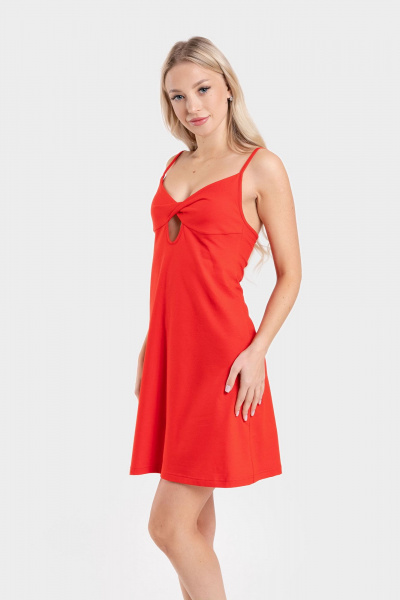 Мягкая хлопковая сорочка на бретелях с драпировкой для сна SERGE 8109/24 red-050 - фото 4