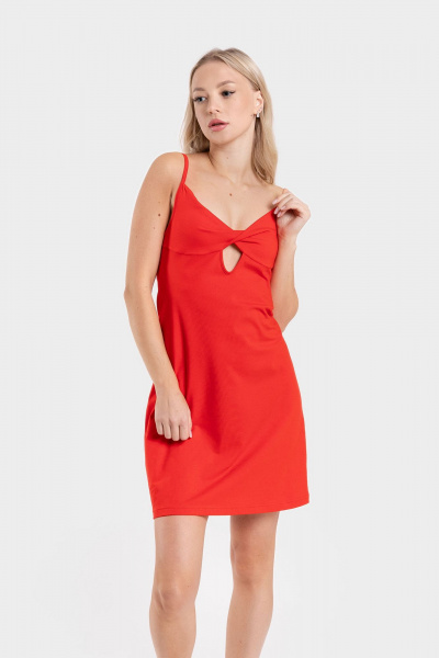 Мягкая хлопковая сорочка на бретелях с драпировкой для сна SERGE 8109/24 red-050 - фото 3