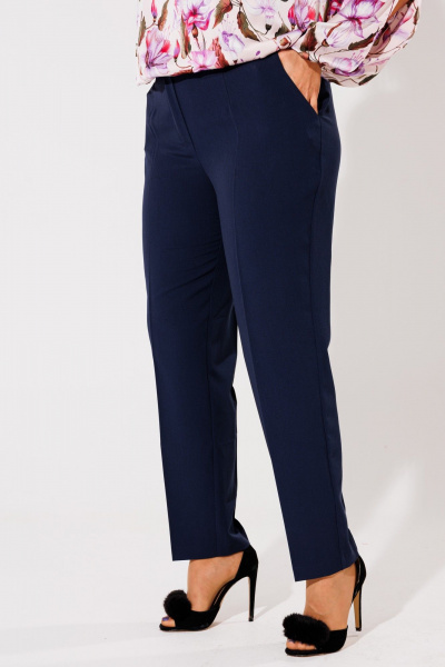 Деловые зауженные сине-черные брюки из вискозы Anelli 1413 синий(дипломат) - фото 1