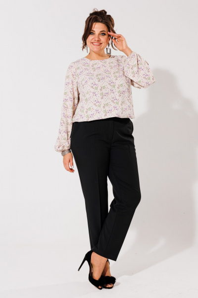 Деловые зауженные черные брюки из текстиля Anelli 1413 черный - фото 4