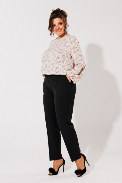 Деловые зауженные черные брюки из текстиля Anelli 1413 черный - фото 2