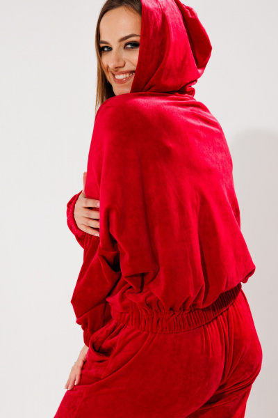 Костюм из бархата толстовка и брюки с высокой посадкой Anelli 1305 фуксия - фото 5