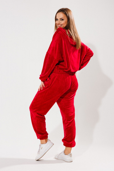 Костюм из бархата толстовка и брюки с высокой посадкой Anelli 1305 фуксия - фото 4