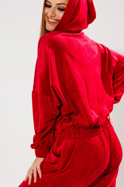 Костюм из бархата толстовка и брюки с высокой посадкой Anelli 1305 фуксия - фото 2